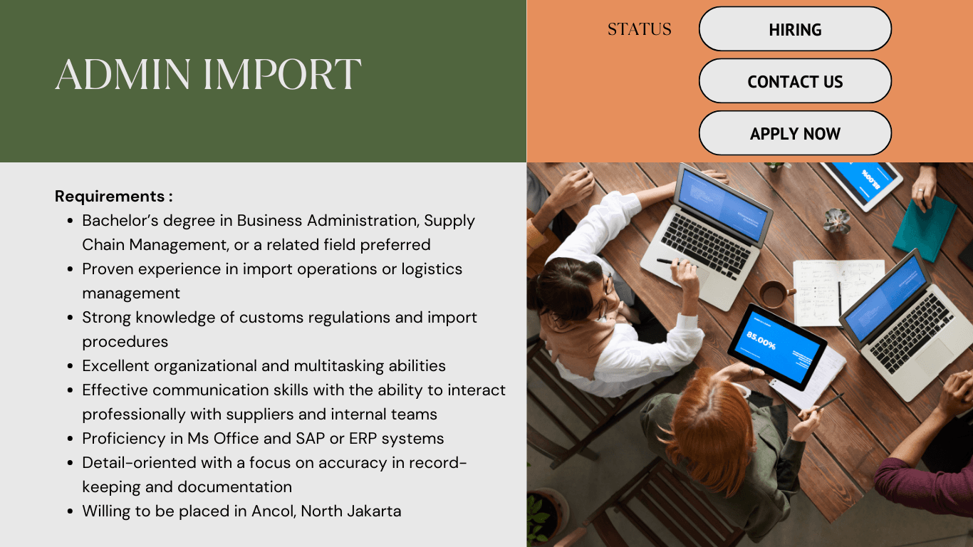 Lowongan Admin Import